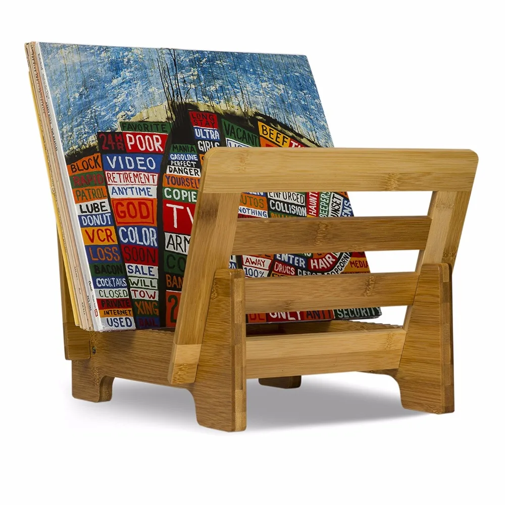 Stylish & Strong Ecofriendly Bamboo Vinyl Record Storage Rack Holds