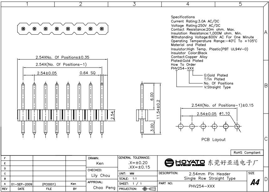 8 Position 90/180 Degree Male Smd Pin Header 2.54mm 2.00mm 1.27mm - Buy ...