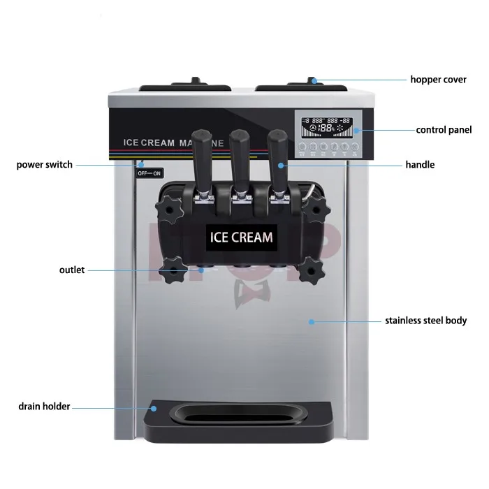 商用冰淇淋機不鏽鋼檯面小吃軟冰淇淋機