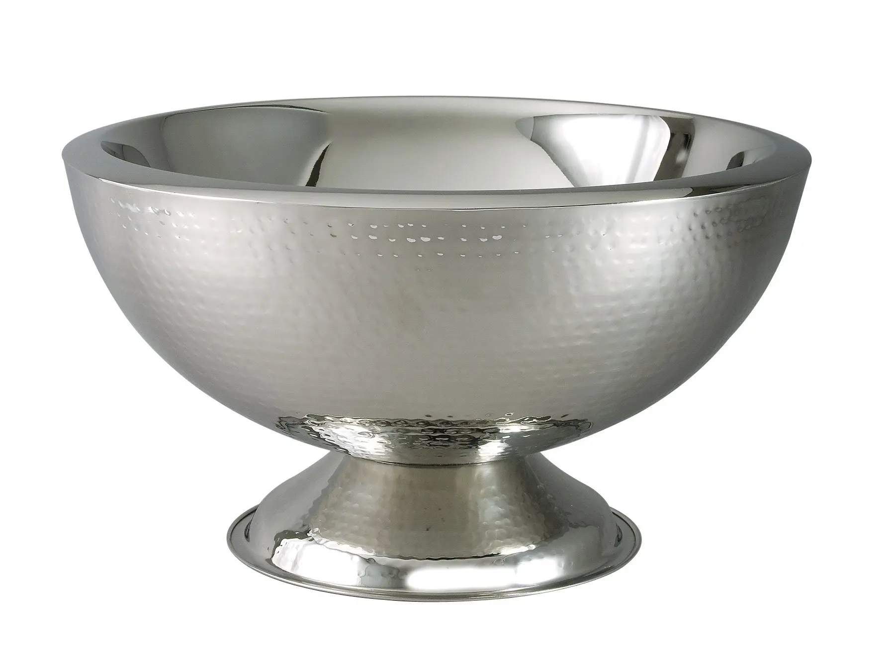 Elegance Hammered 3-Gallon Stainless Steel Doublewall Punch Bowl. 