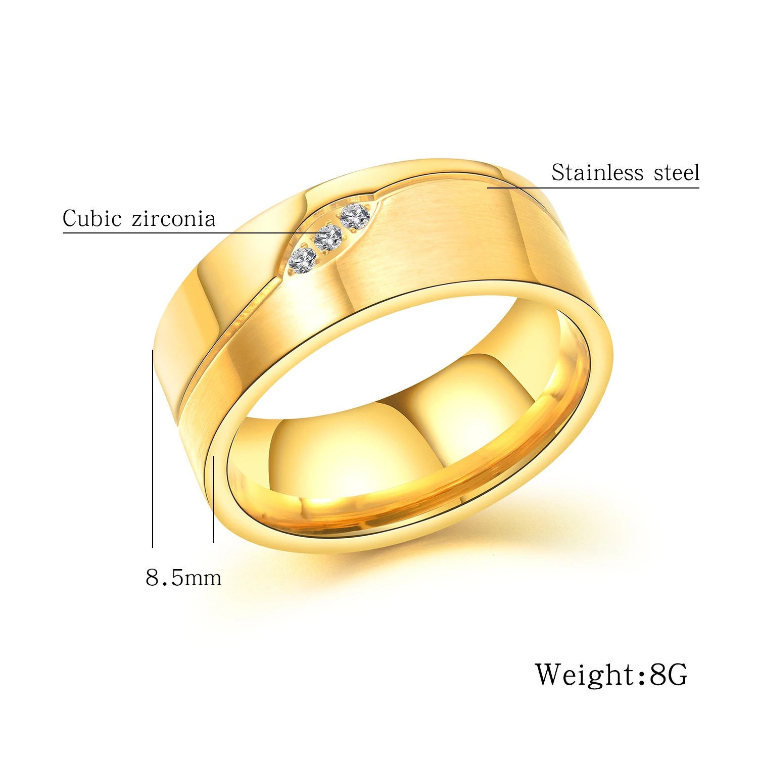 8 5mm Width 8 Gram New Design Stainless Steel Gold Ring For Gents With Diamond Buy Gold Ring Designs For Men Gold Ring Designs For Boys Gold Ring Design For Gents Product On Alibaba Com
