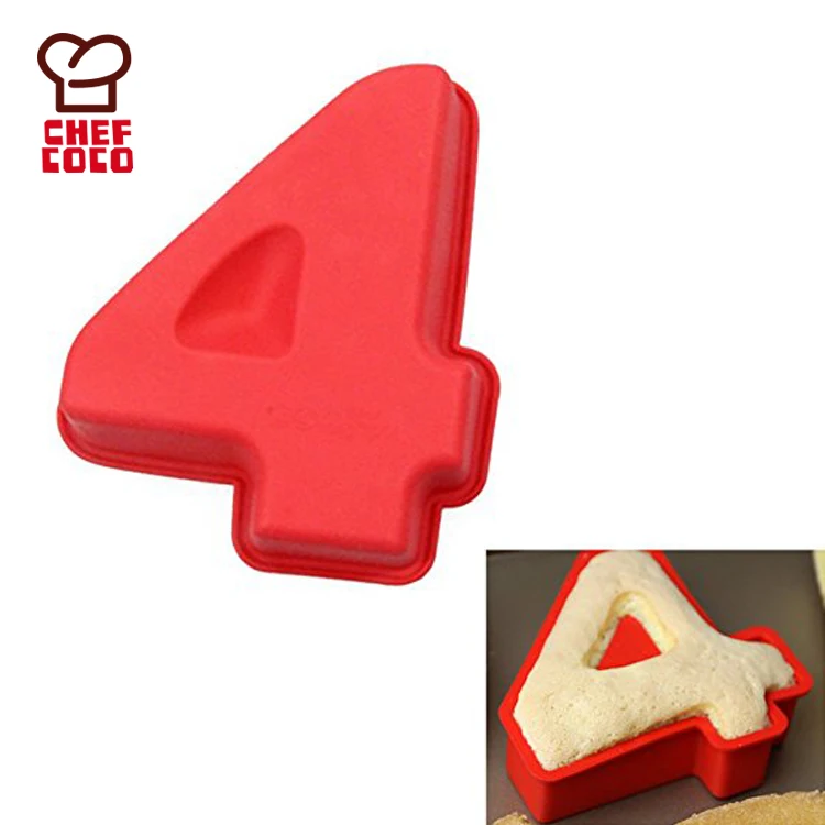 number 4 cake mould