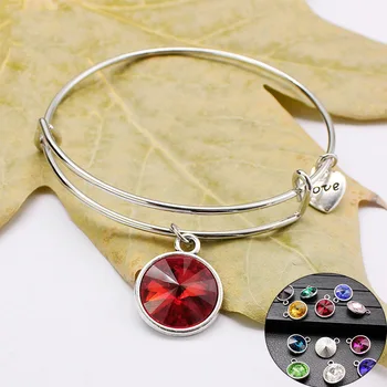 Women Charm Jewelry Adjule Expandable Stainless Steel Wire Bracelet Bangles With Birthstone Chart Bangle Women Charm Jewelry Adjule Expandable Stainless Steel Wire Bracelet Bangles With Birthstone Chart Bangle