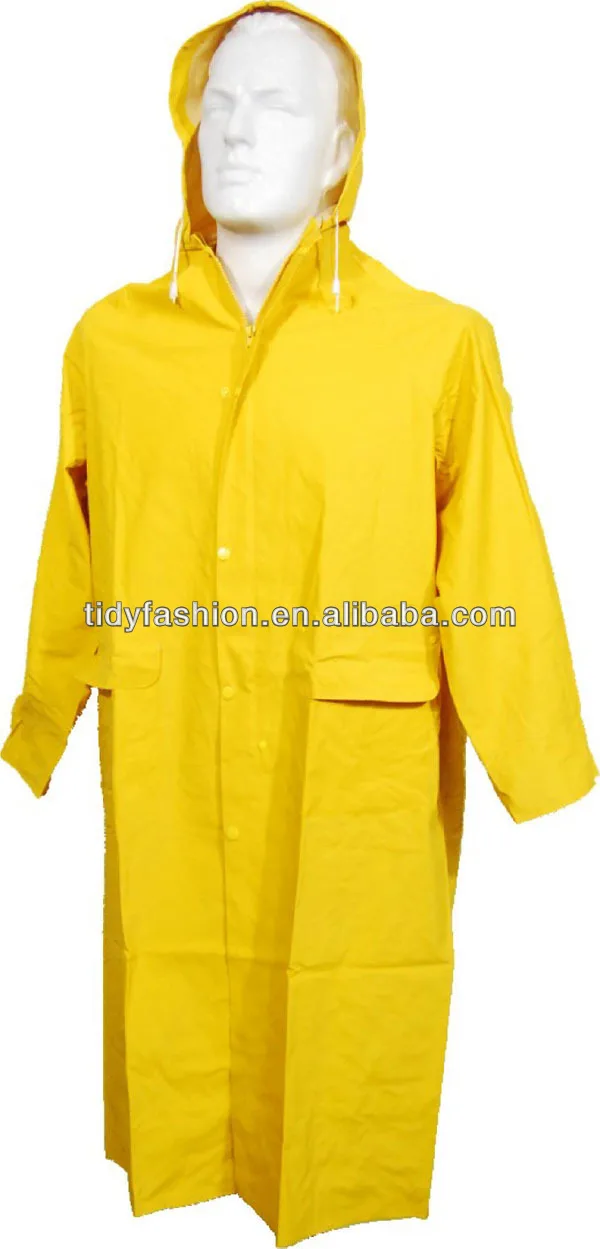 Pvc/ Polyster Waterproof Safty Yellow Raincoat For Men Buy Safty