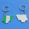 green and white flag color Nigeria map shaped key chain