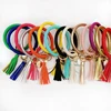 Wristlet Keychain Bangle Leather Silicone O 2 1 Holder Tassel Leopard Big Keyring Bracelet