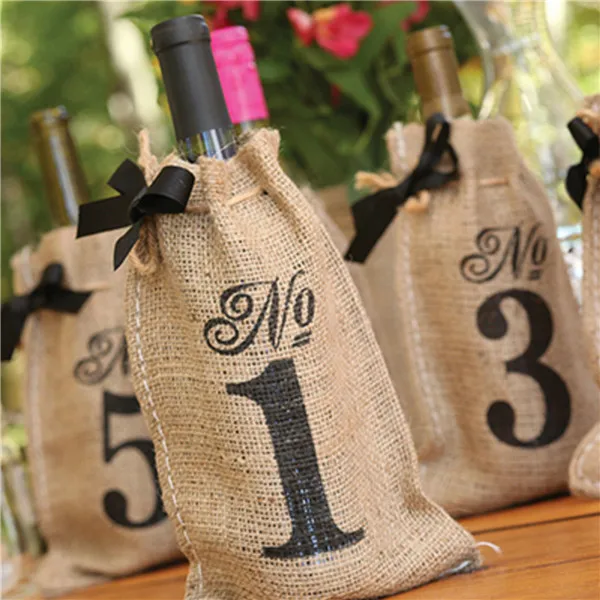 3 X Jute Hessian Rustic Gift Wine Bottle Bag