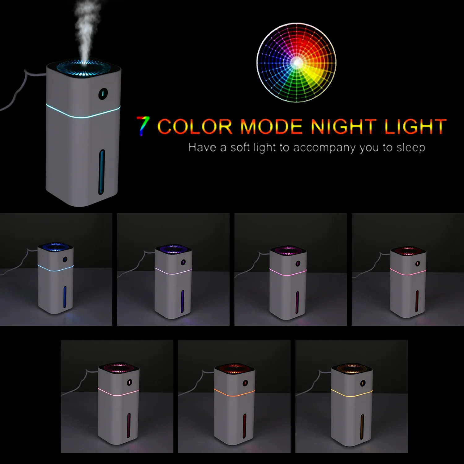 Mini Humidifier Travel Size Personal Humidifier, USB Powered Cool Mist Humidifier with 7 Color Night Light for Office Bedroom.JPG