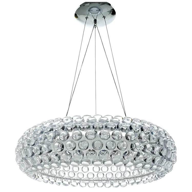 Round Transparent Glass Ball With Chrome Metal Frame Pendant Light