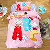100% cotton ABC printed kids bedding set cotton bed sheet
