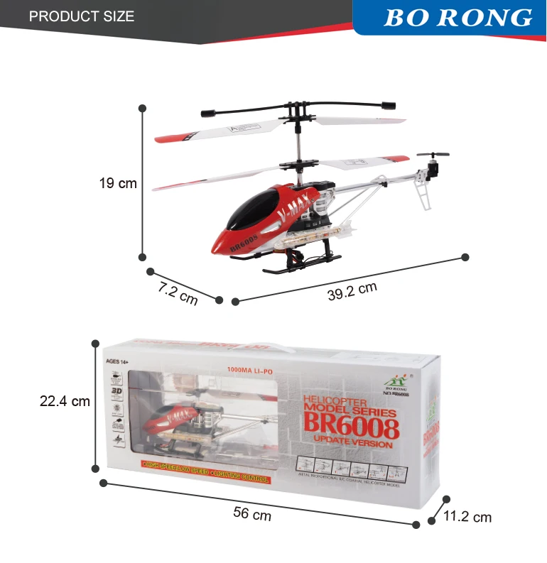 Professional 3ch Rc Helicopter With Led Light Remote Control Br6008