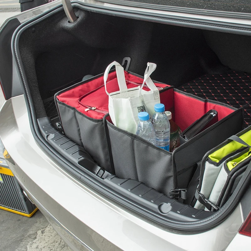 折叠整齐汽车行李箱收纳袋组织者重型汽车后备箱组织者与冷藏袋
