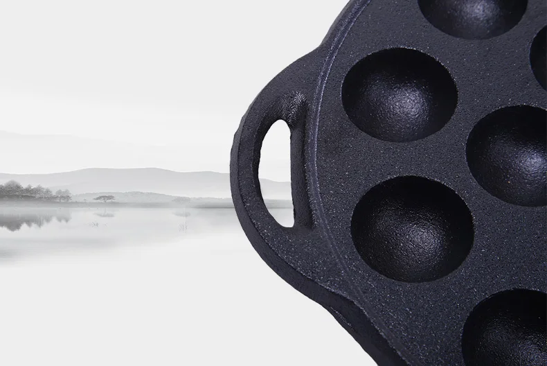 Metal material stocked feature pre-seasoned Cast iron Muffin Takoyaki baking pan