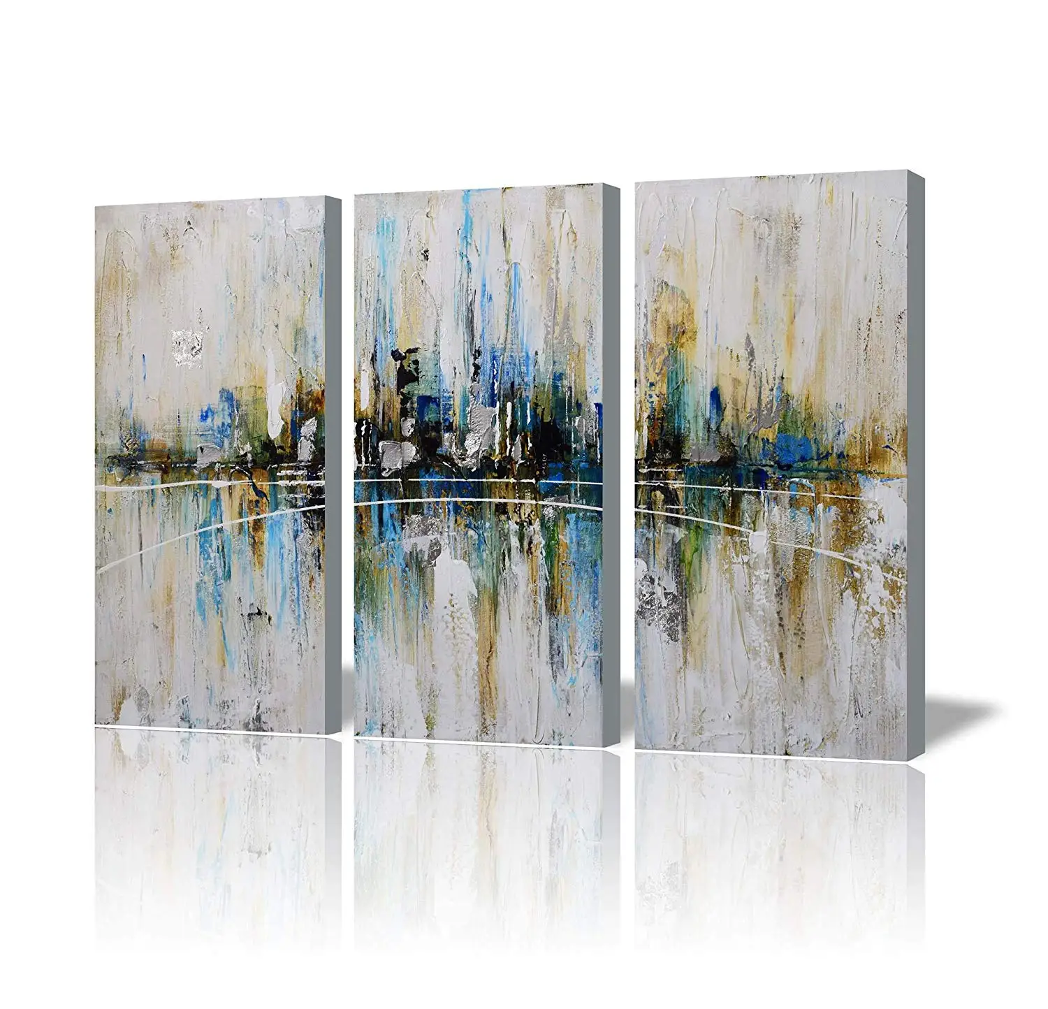 How To Hang Canvas Art On Wall Find Get Quotations Artland Canvas Wall Art Living Room 3 Piece Pictures Ready To Hang Decorations Home