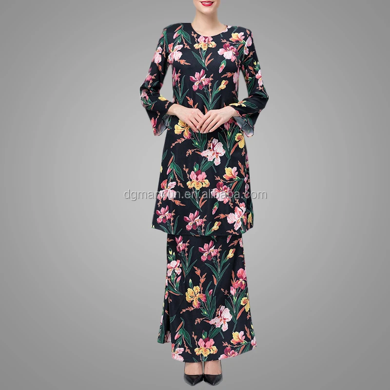 Wholesale Online Model Baju Kurung Malaysia Modern Fashion Floral Design Plus Size Women Clothing Jilbab Baju Kurung, View Model Baju Kurung Malaysia, ManXun Product from Dongguan Manxun Clothing Corporation on