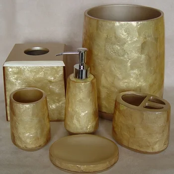 China Luxury Capiz Resin Mother Of Pearl Bathroom Accessories Set Product China Luxury Capiz Resin Mother Of Pearl Bathroom Accessories Set Product