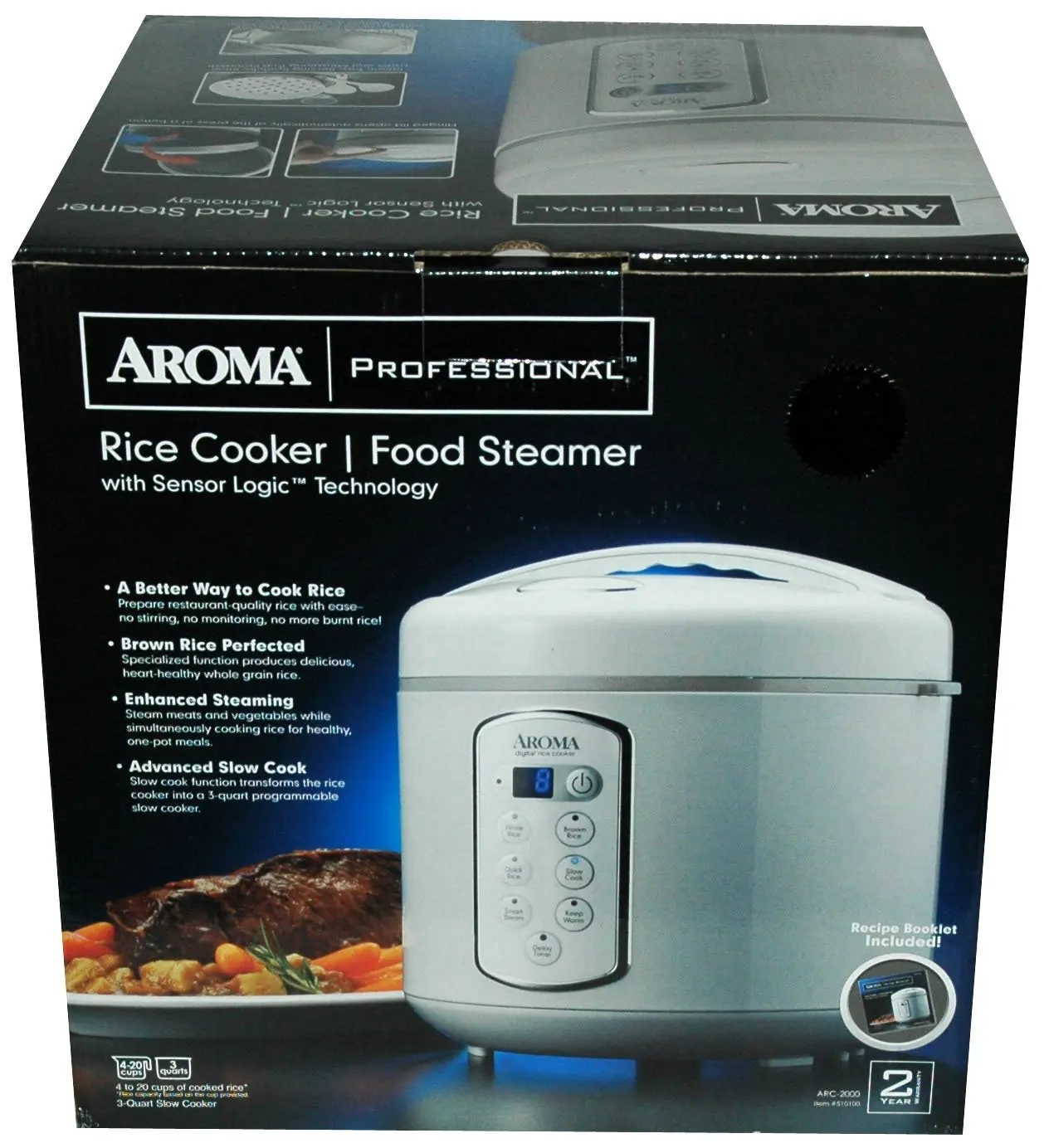 Buy Aroma Professional 4-Quart Rice Cooker with Food Steamer Silver ARC