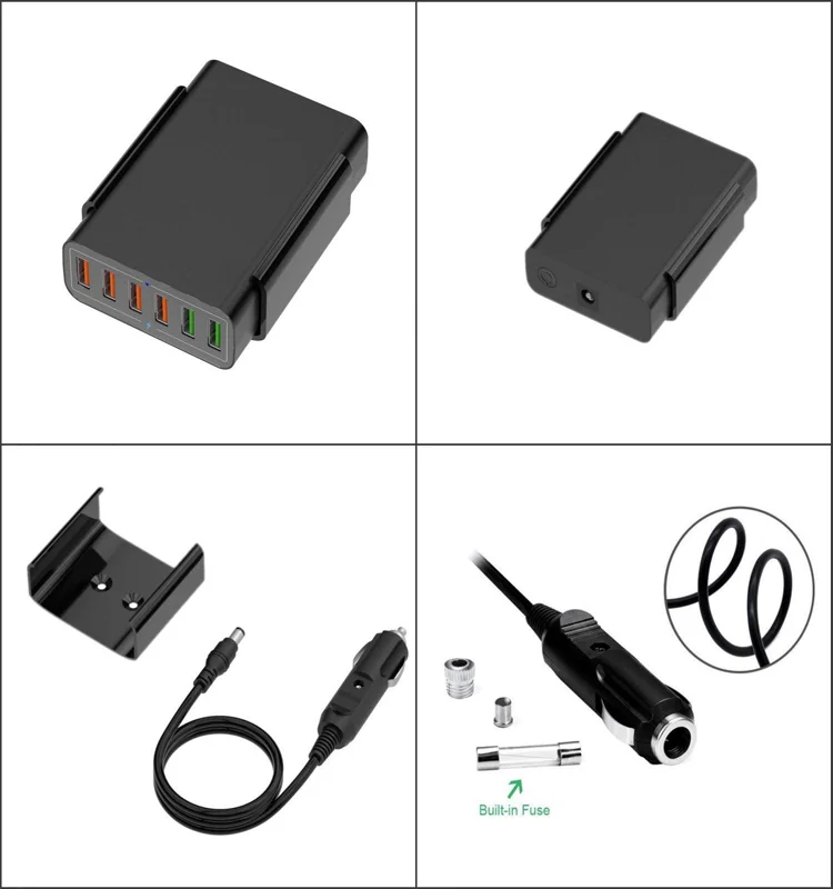12v24v Multi Ports Qc 3.0 Port 96w 6 Port Usb Car Adapter Travel Car