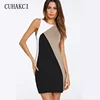 CUHAKCI Summer Women 2019 Casual Sleeveless O Neck Office Ladies Dress Mini A-Line Party Patchwork Plus Size Dress