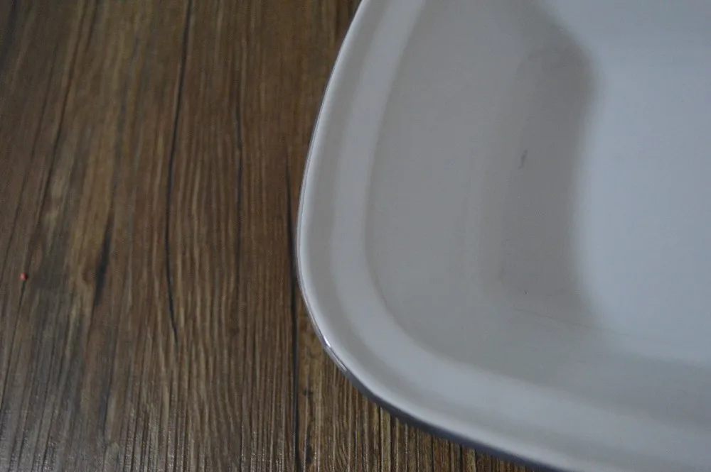 16cm Square Porcelain Enamel Pie Dish Baking Plate With Rolled Rim