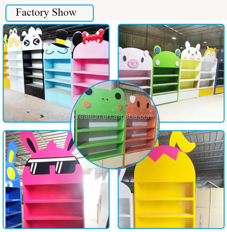 Indoor area high quality wooden display showcase toy storage cabinets for children