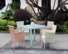 Outdoor garden aluminum PE rattan dinning square table chair 5pcs set