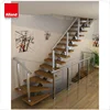 New design indoor open step stainless steel cable railing straight staircase