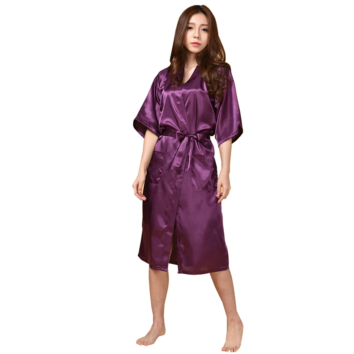 Wholesale Customized Women Silk Satin Bridesmaid Bride Robe Solid Color ...