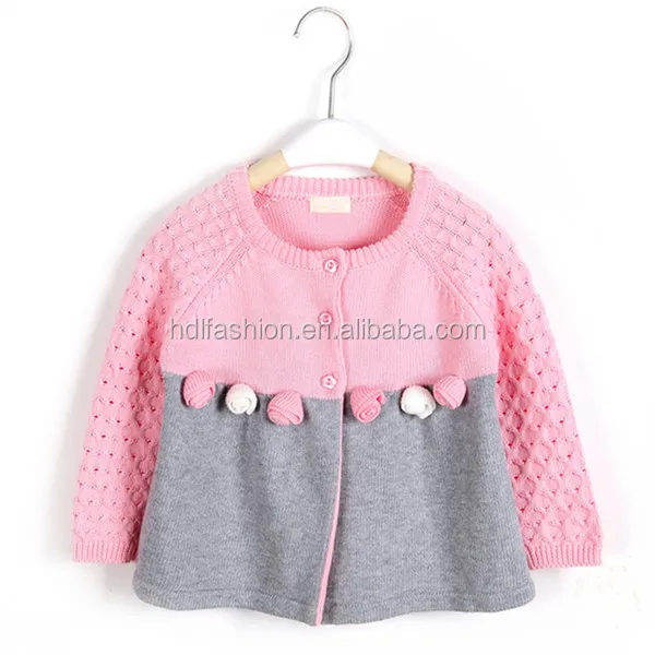 Pink Girl Cardigan Knitwear With Hand 