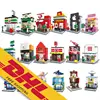 Mini Street Stores Building Block DIY Model Plastic Architecture City Series Mcdonald's Small Shop Educational Toys for Children