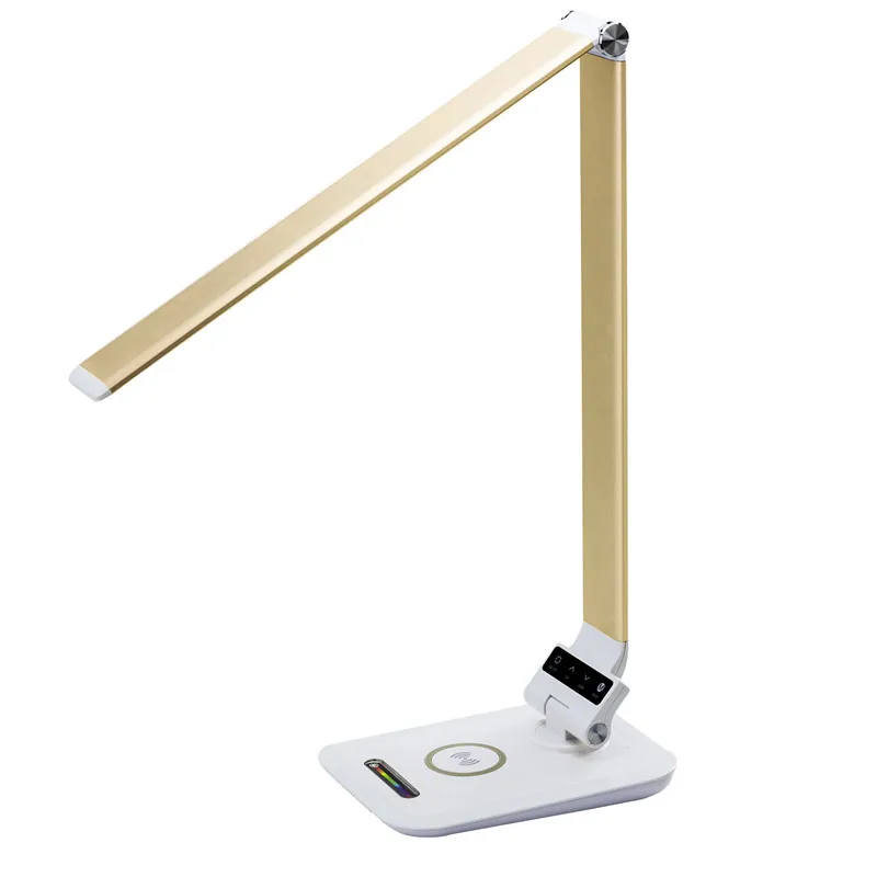 Wireless chargering flexible arm desk lamp led for bedside reading anti-glare desk lights