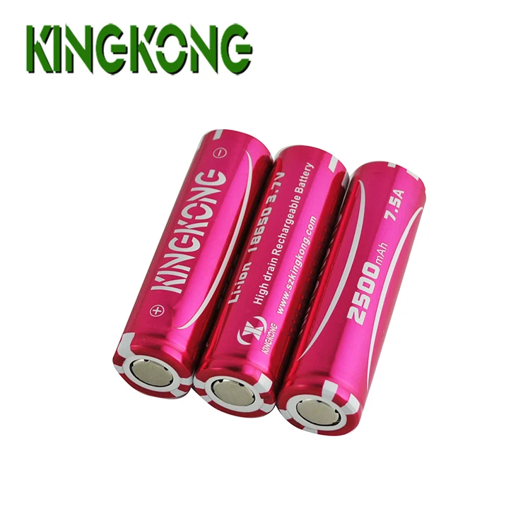 New Kingkong Brand ICR18650 2500mAh 7.5A 3C 3.7V High Rate cylinder Column Lithium-ion Li-ion battery