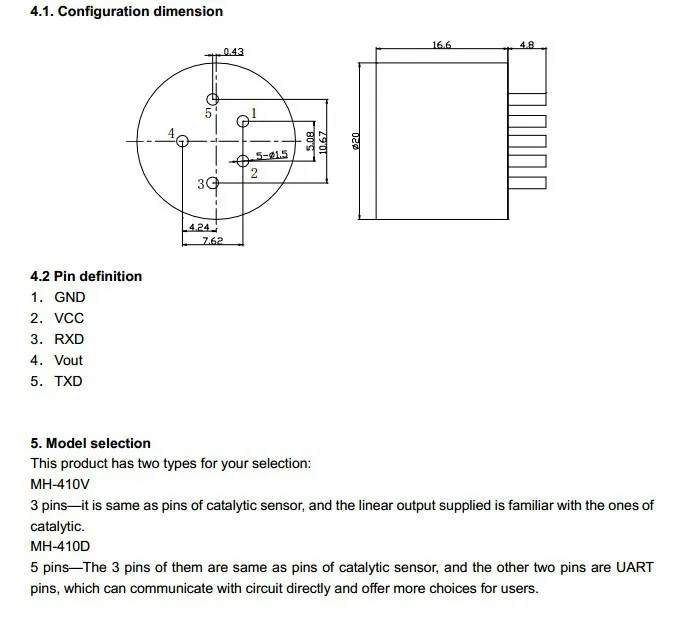 NDIR CO2 Sensor with Optional Detection Range 0~100%vol MH-410D