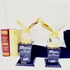 Custom high grade crystal glass trophy medal Golden Eagle trophy for corporate honor