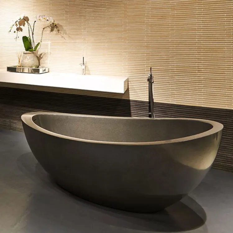 Bathroom Bathtubs Stone Freestanding Marble Carved Natural Home Black