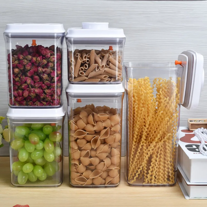 Rectangle Transparent Plastic Biscuits Storage Container Dry Food
