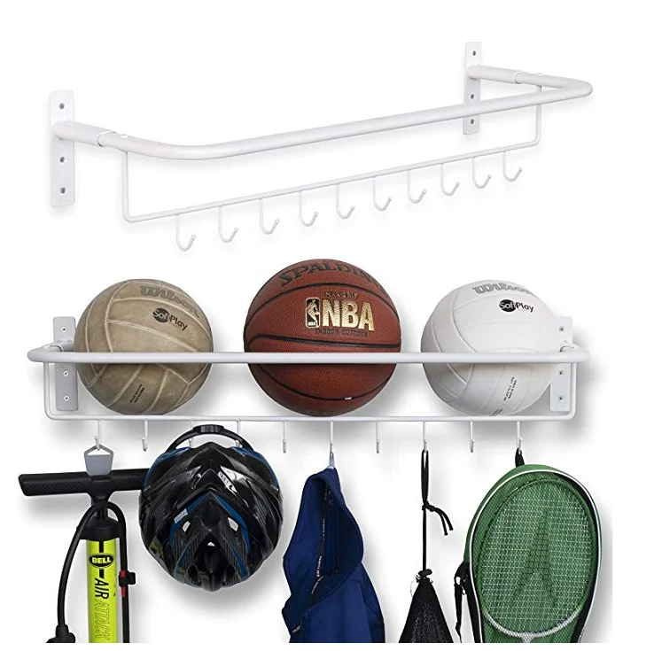 Спортивный инвентарь для дома. Полочка для спорта. Органайзер для хранения спортинвентаря. Современный спортивный инвентарь. Креативная полка для спортинвентаря.