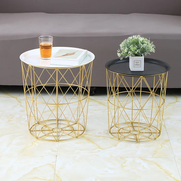Creative Metal Geometric Home Decor Designer Tea Coffee Table Storage Basket