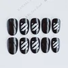 ZK-AN106 Artifical Full Cover Press on Nails False Tips Black Thin Nail Tips for Salon