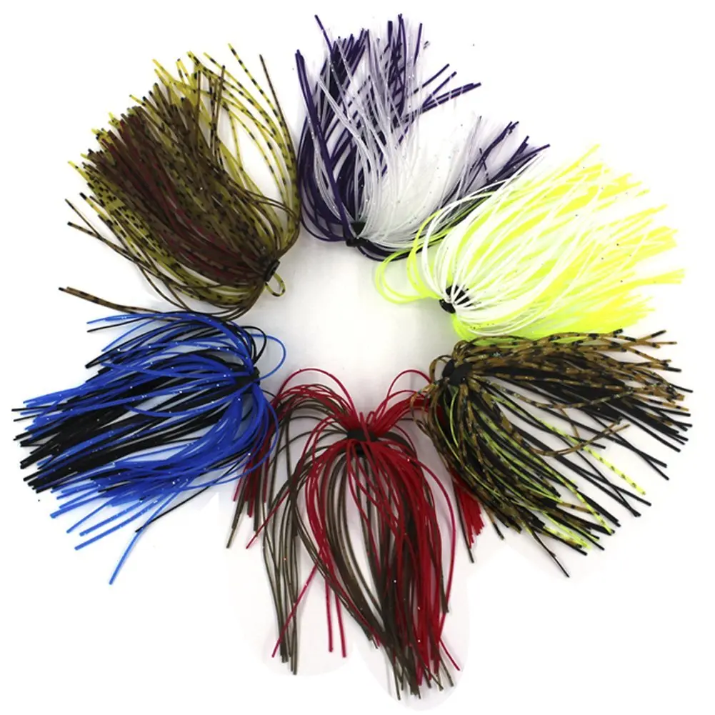 Mixed Color Fishing Rubber Jig Skirts 50 Strands Silicone Skirt Wire