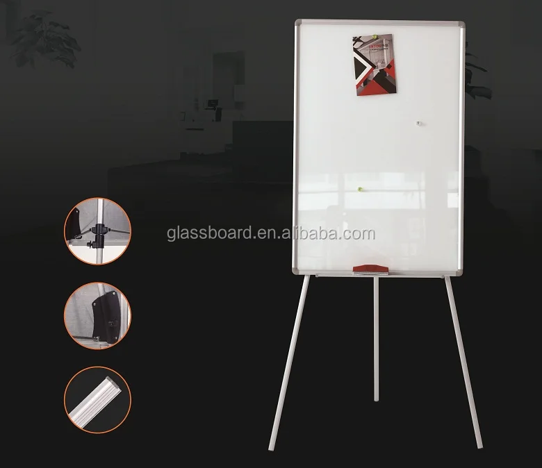 Removable Structure Adjustable Height Drawing Board Tripod Magnetic Glass Bulletin Whiteboard 