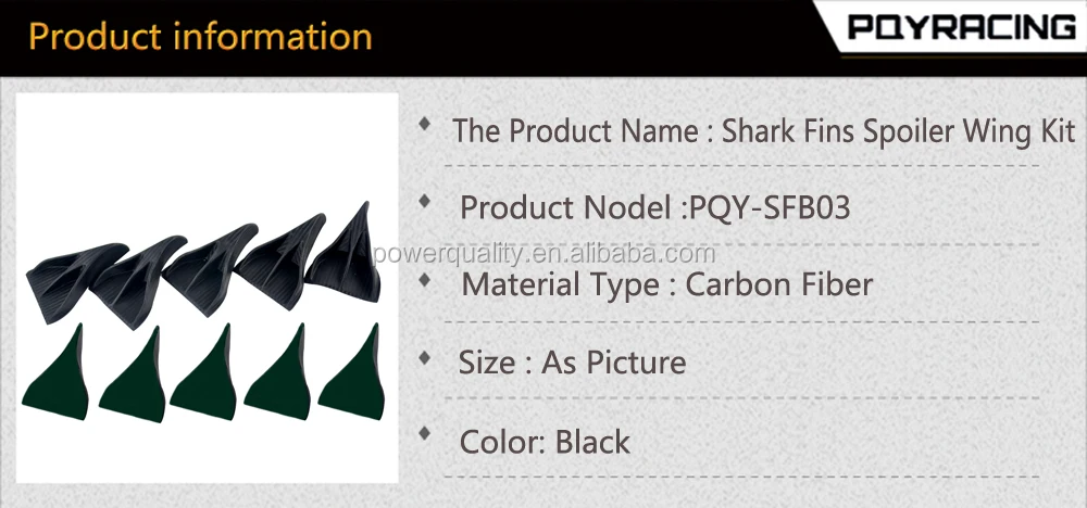10Pcs Car SUV Universal Black Vortex Generators Roof Shark Fins Spoiler Wing Kit