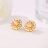 QW014 Trade Assurance Fashion Opal Stud Earrings Pearl Women Temperament Round Small Stud Earrings