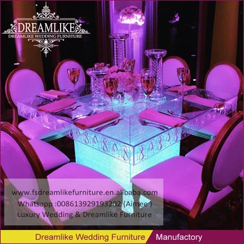 Event Al Furniture Clear Acrylic Material Led Banquet Dining Tables