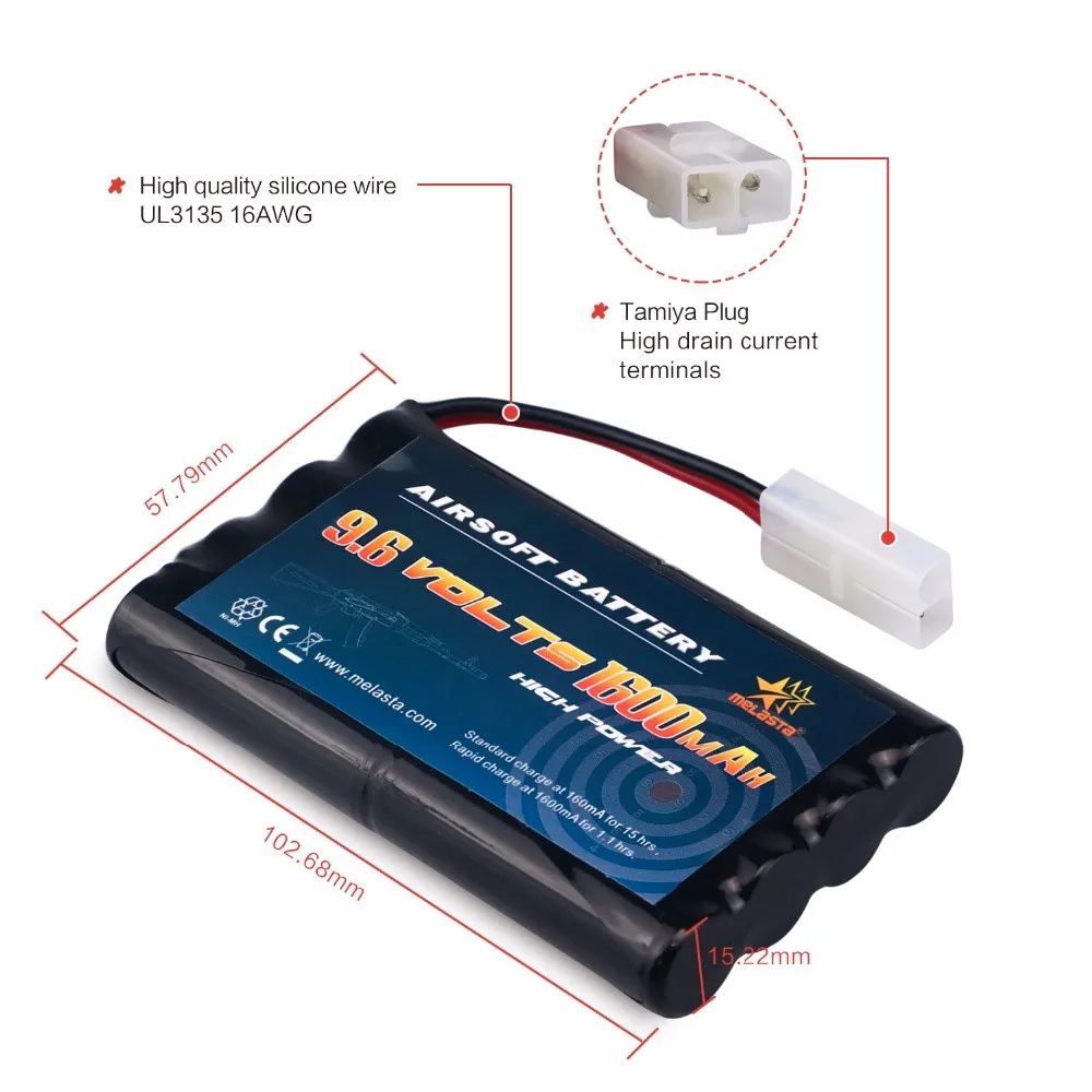 Melasta 9.6v Aa 1600mah Nimh Battery Pack With Tamiya Connector For Rc ...