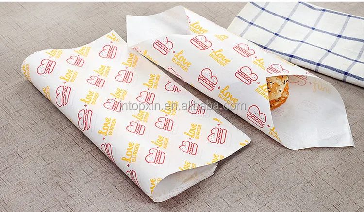 Logo printed fast food packaging oil proof paper