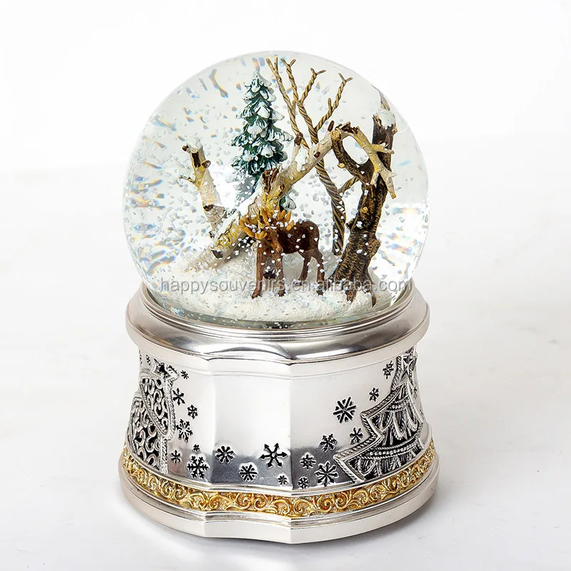 Custom metal base shinning STAR crystal battery snow globe iron sheet water ball promotion christmas gifts snow globe