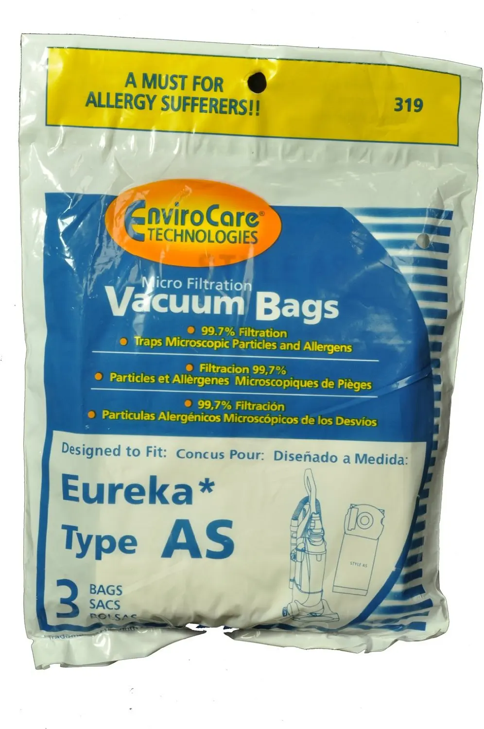Genuine Eureka AS Premium Filtration Vacuum Bag 68155-3 bags
