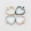 DIY rhinestone heart-shaped glass photo frame pendant couple jewelry