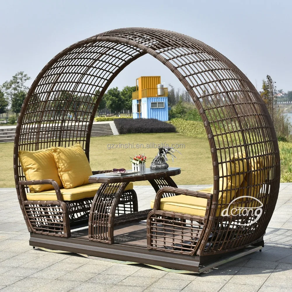 rattan garden swing bench
